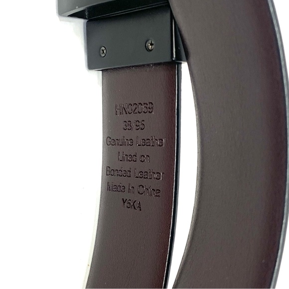 ORIGINAL PENGUIN Brown & Black Genuine Leather Reversible Belt Mens 38 EUC - Picture 3 of 7